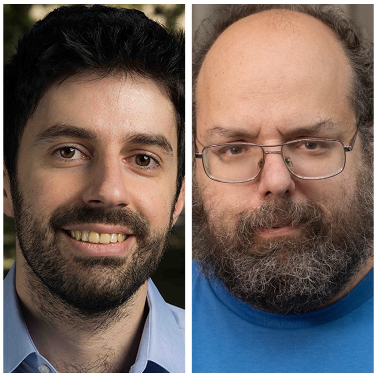 Rice University mathematicians Christos Mantoulidis (left) and Nets Katz