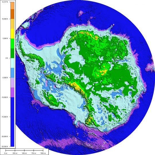 Topological map of Antarctic bedrock
