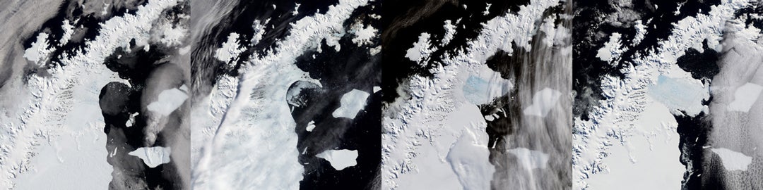 Time-lapse composite of 2002 collapse of Antarctica's Larsen B ice shelf