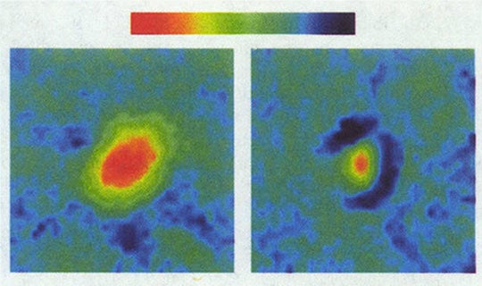 Images of ultracold lithium-7 atoms reveal interference rings.