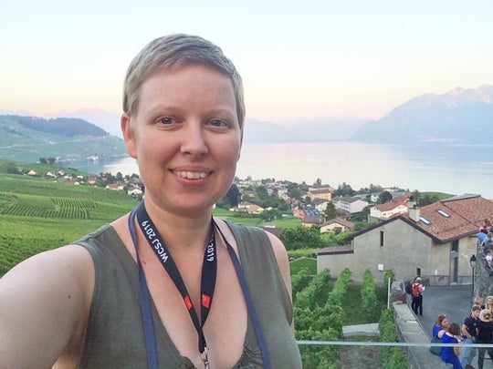 Evelyn Lamb '12 in Switzerland in 2019