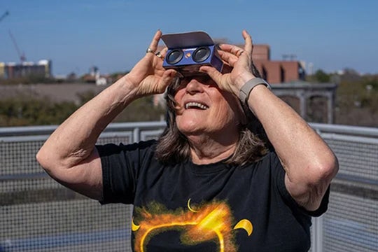 Pat Reiff demonstrates how to safely view a solar eclipse